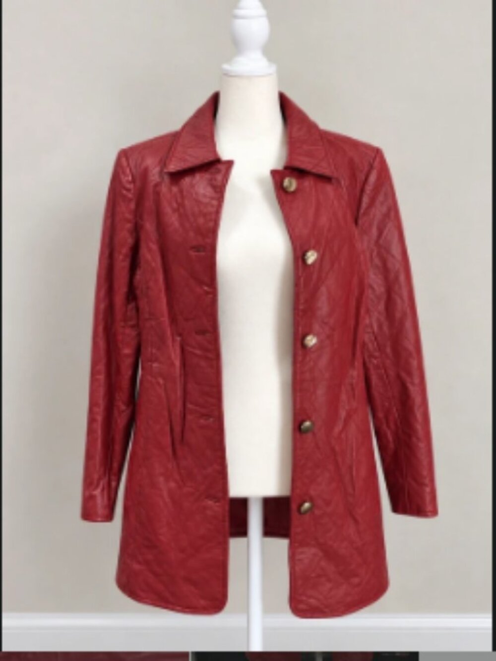 IMAN Platinum Rock the Runway Genuine Leather Quilted Red Coat Size M NWOT